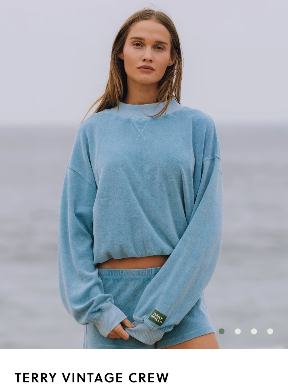 Terry Vintage Crew Sweatshirt - Light Blue